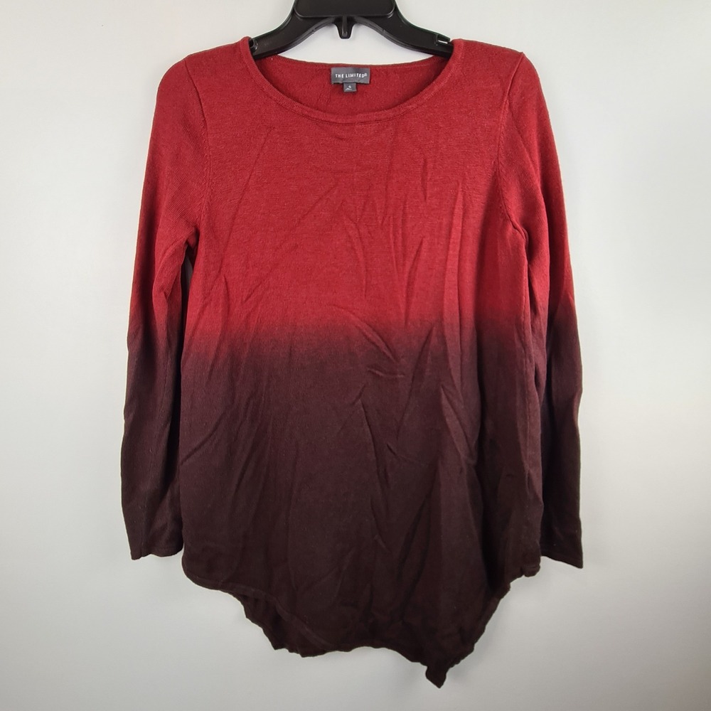 The Limited Womens S Red Burgundy Ombre Cashmere Blend Sweater‎ Asymmetrical